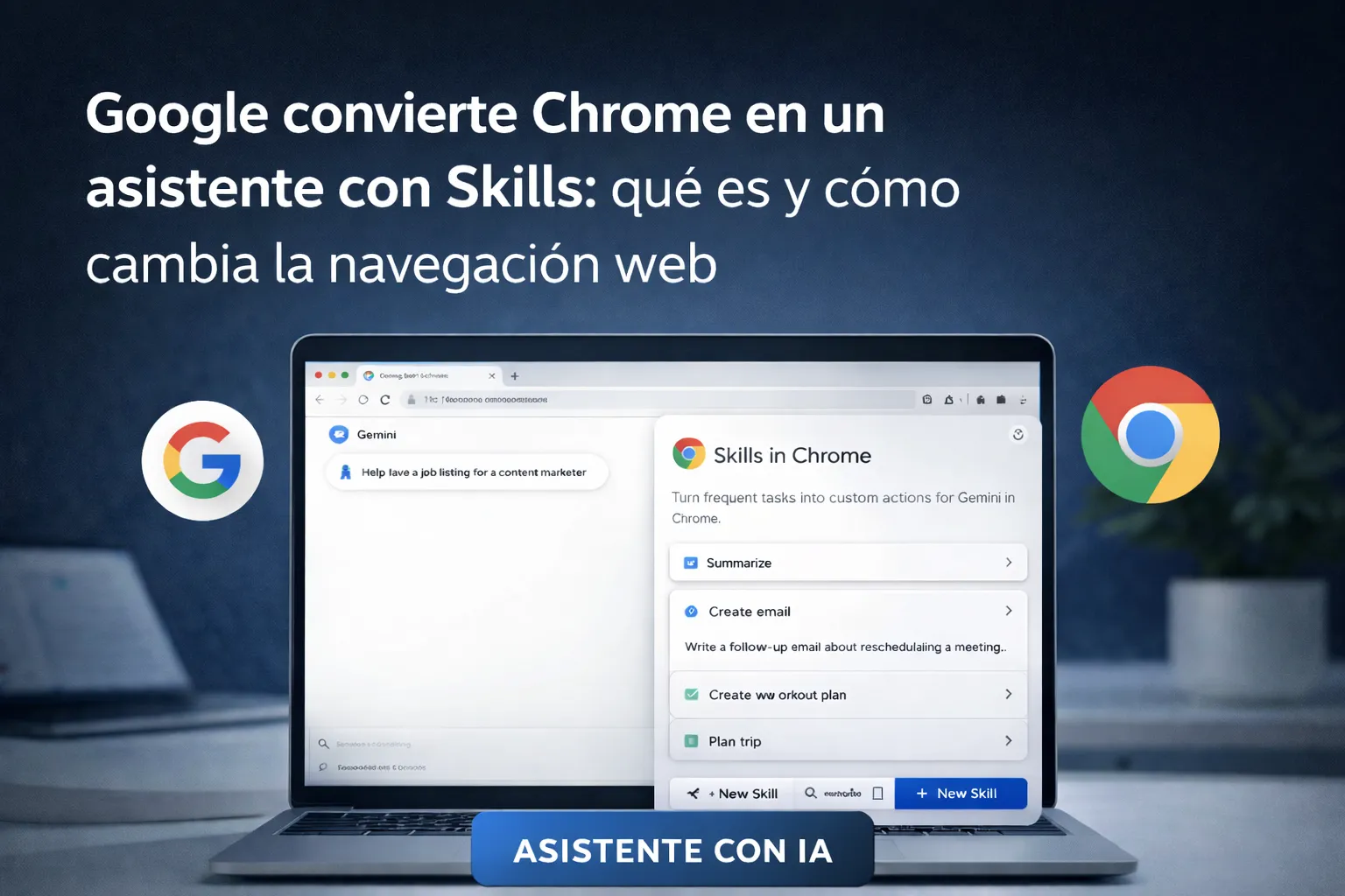 Google convierte Chrome en un asistente con Skills